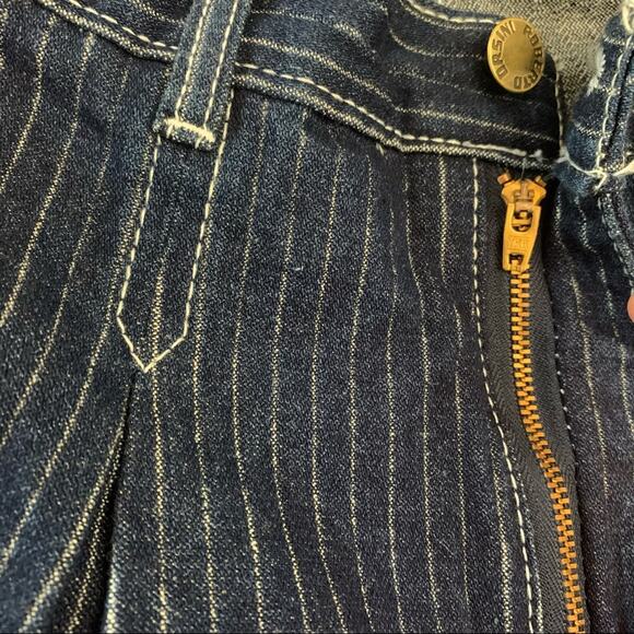 Vintage Pinstripe Jeans Size 9/10 Roberto Orsini Pleated High Waist D Ring Belt - Picture 12 of 13